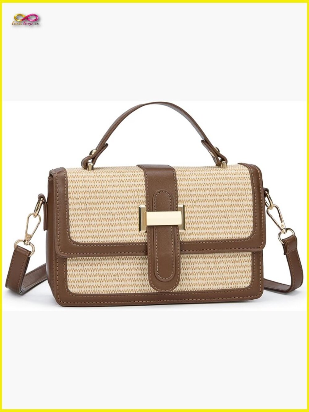 Straw Crossbody Purse for Women Summer Leather Shoulder Bag Woven Tote - Picture 1 of 7